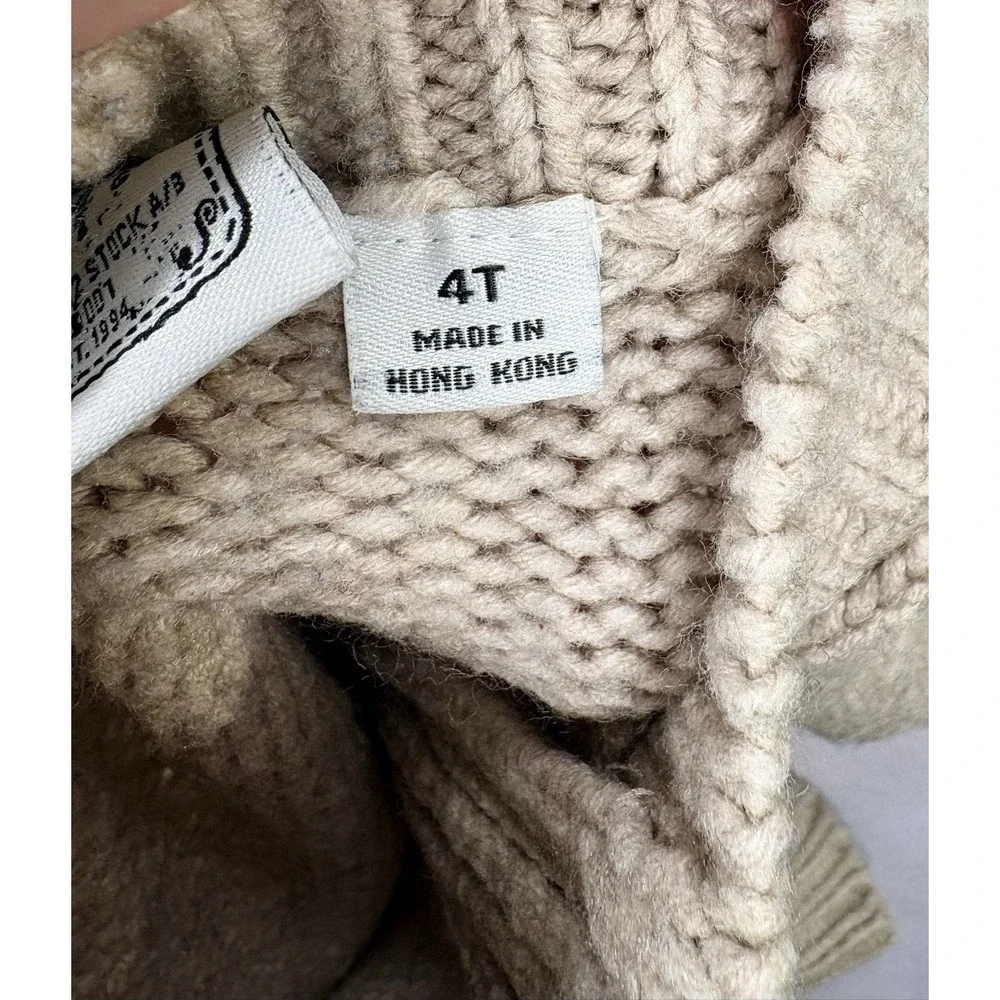 Vintage Old Navy Boys 4T 2006 Y2K Chunky Knit Quarter-Zip Wool Blend Sweater